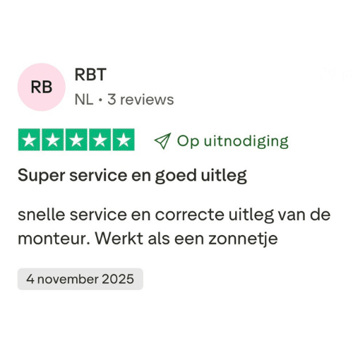 5 sterren Trustpilot review van RBT voor Kraftor Noodstroom