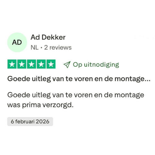 5 sterren review op trustpilot van Ad Dekker voor Kraftor Noodstroom