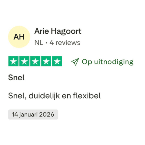 5 sterren review op Trustpilot van Arie Hagoort voor Kraftor Noodstroom