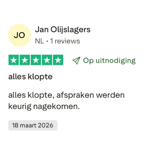 Jan Olijslagers geeft op Trustpilot een 5 sterren review aan Kraftor Noodstroom